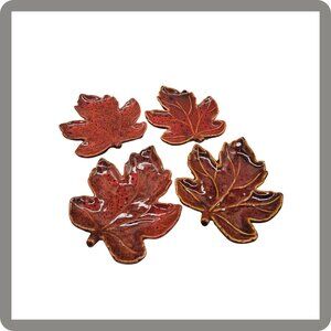 Fall Decor Ceramic Maple Leaf Trinket Dishes Set of 4